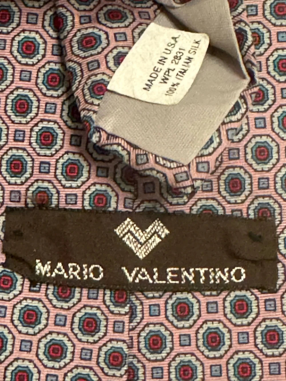 Mario Valentino Blue Geometric Silk Tie